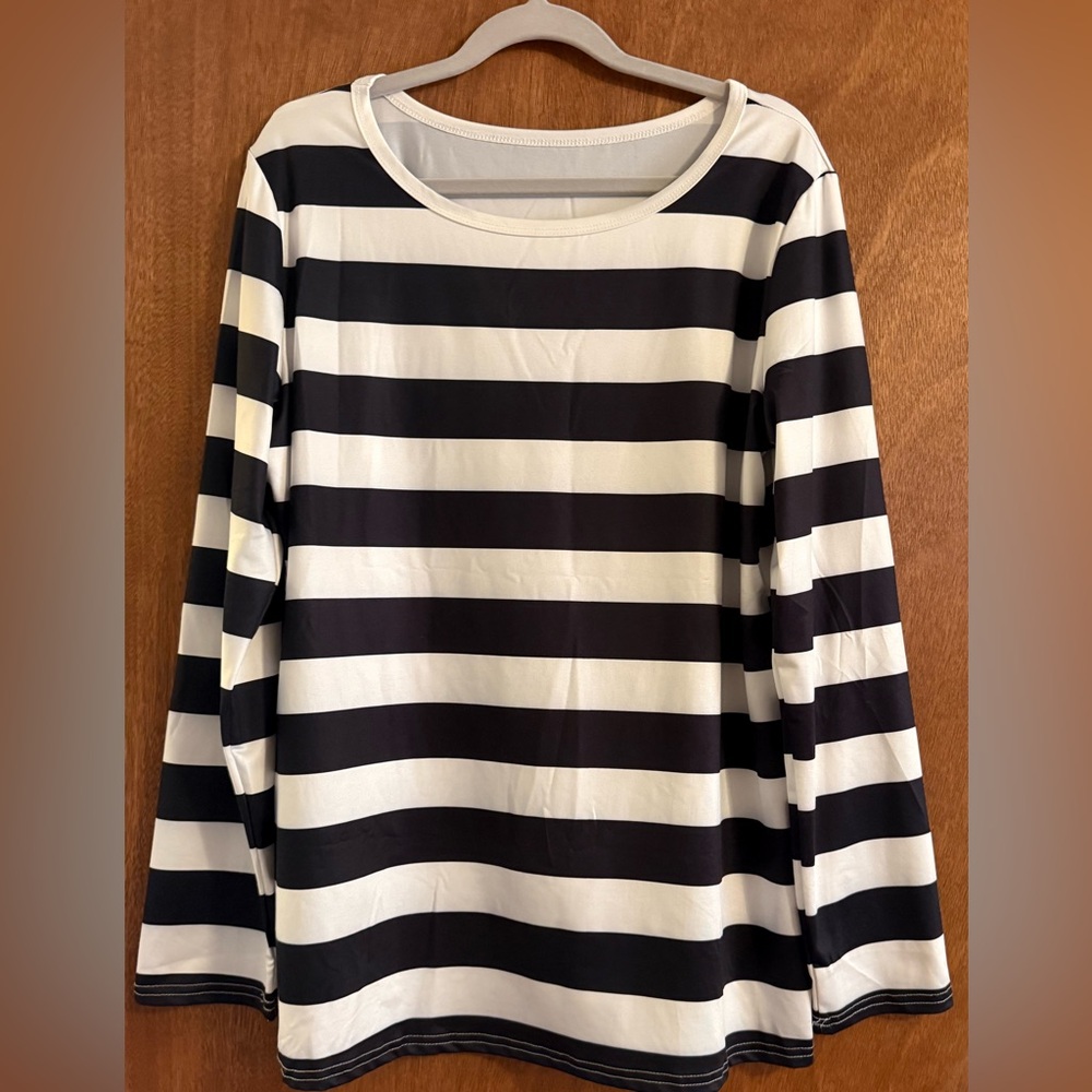 Striped Black and White Women's Top
